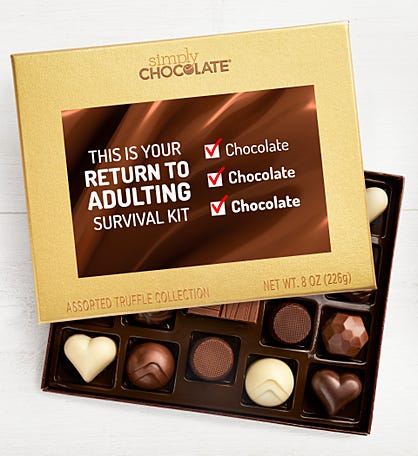 Return to Adulting Survival Kit 19pc Chocolate Box